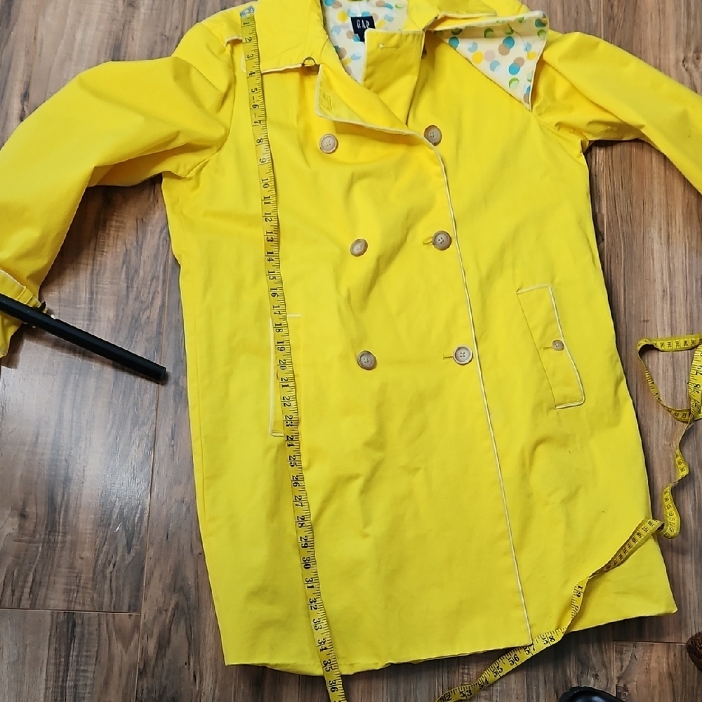 Gap Women’s Y2K Bright Yellow Double-Breasted Women's Trench Coat Xl - Picture 10 of 13